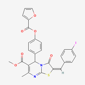 methyl (2E)-5-{4-[(furan-2-ylcarbonyl)oxy]phenyl}-2-(4-iodobenzylidene)-7-methyl-3-oxo-2,3-dihydro-5H-[1,3]thiazolo[3,2-a]pyrimidine-6-carboxylate