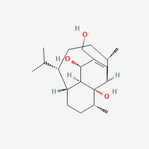 molecular formula C20H34O3 B1198702 (1S,2R,5R,6S,9S,10R,13S,14S)-12-(hydroxymethyl)-2,9-dimethyl-6-propan-2-yltricyclo[8.4.0.05,14]tetradec-11-ene-1,13-diol 