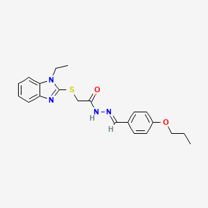 molecular formula C21H24N4O2S B11987068 2-((1-Ethyl-1H-benzimidazol-2-YL)thio)-N'-(4-propoxybenzylidene)acetohydrazide 