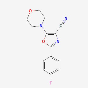 molecular formula C14H12FN3O2 B11987098 2-(4-Fluorophenyl)-5-(morpholin-4-yl)-1,3-oxazole-4-carbonitrile 