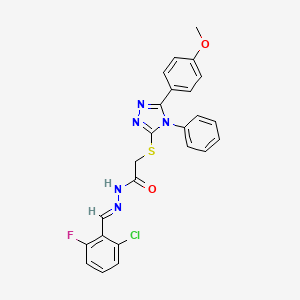 molecular formula C24H19ClFN5O2S B11987136 N'-[(E)-(2-chloro-6-fluorophenyl)methylidene]-2-{[5-(4-methoxyphenyl)-4-phenyl-4H-1,2,4-triazol-3-yl]sulfanyl}acetohydrazide 