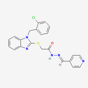 molecular formula C22H18ClN5OS B11987173 2-{[1-(2-Chlorobenzyl)-1H-benzimidazol-2-YL]sulfanyl}-N'-[(E)-4-pyridinylmethylidene]acetohydrazide 