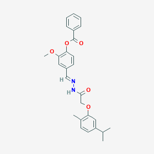 4-(2-((5-Isopropyl-2-methylphenoxy)AC)carbohydrazonoyl)-2-methoxyphenyl benzoate