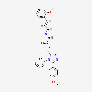 2-{[5-(4-methoxyphenyl)-4-phenyl-4H-1,2,4-triazol-3-yl]sulfanyl}-N'-[(1E,2E)-3-(2-methoxyphenyl)prop-2-en-1-ylidene]acetohydrazide