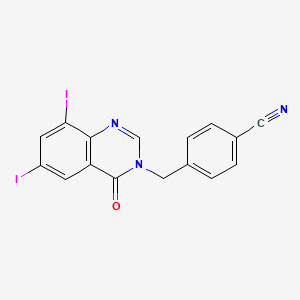 molecular formula C16H9I2N3O B11987312 4-((6,8-Diiodo-4-oxo-3(4H)-quinazolinyl)methyl)benzonitrile CAS No. 302913-51-5