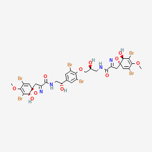 molecular formula C31H30Br6N4O11 B1198742 (5S,6R)-7,9-dibromo-N-[(2S)-3-[2,6-dibromo-4-[(1S)-2-[[(5R,6S)-7,9-dibromo-6-hydroxy-8-methoxy-1-oxa-2-azaspiro[4.5]deca-2,7,9-triene-3-carbonyl]amino]-1-hydroxyethyl]phenoxy]-2-hydroxypropyl]-6-hydroxy-8-methoxy-1-oxa-2-azaspiro[4.5]deca-2,7,9-triene-3-carboxamide 