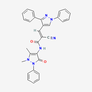 (2E)-2-Cyano-N-(1,5-dimethyl-3-oxo-2-phenyl-2,3-dihydro-1H-pyrazol-4-YL)-3-(1,3-diphenyl-1H-pyrazol-4-YL)-2-propenamide