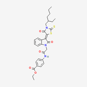 molecular formula C30H33N3O5S2 B11987446 ethyl 4-[({(3Z)-3-[3-(2-ethylhexyl)-4-oxo-2-thioxo-1,3-thiazolidin-5-ylidene]-2-oxo-2,3-dihydro-1H-indol-1-yl}acetyl)amino]benzoate 