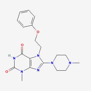 molecular formula C19H24N6O3 B11987457 3-methyl-8-(4-methylpiperazin-1-yl)-7-(2-phenoxyethyl)-1H-purine-2,6(3H,7H)-dione 