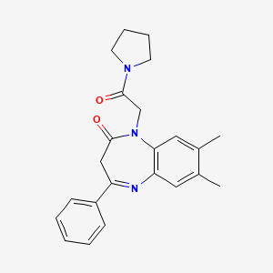 molecular formula C23H25N3O2 B1198746 7,8-dimethyl-1-[2-oxo-2-(1-pyrrolidinyl)ethyl]-4-phenyl-3H-1,5-benzodiazepin-2-one 