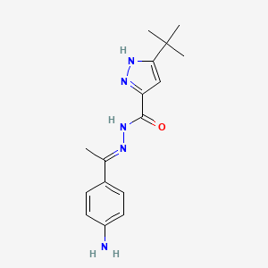 molecular formula C16H21N5O B11987491 N'-[(E)-1-(4-aminophenyl)ethylidene]-3-tert-butyl-1H-pyrazole-5-carbohydrazide 