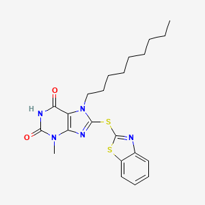 8-(Benzothiazol-2-ylsulfanyl)-3-methyl-7-nonyl-3,7-dihydro-purine-2,6-dione