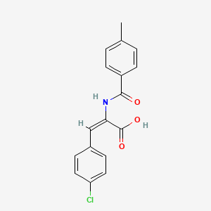 molecular formula C17H14ClNO3 B11987543 3-(4-Chlorophenyl)-2-((4-methylbenzoyl)amino)acrylic acid 