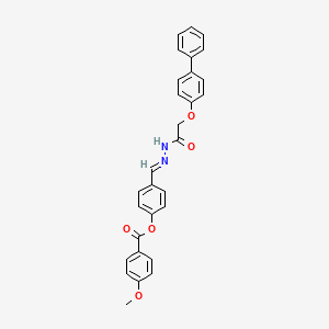 molecular formula C29H24N2O5 B11987585 4-[(E)-{2-[(biphenyl-4-yloxy)acetyl]hydrazinylidene}methyl]phenyl 4-methoxybenzoate 