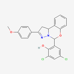 2,4-Dichloro-6-(2-(4-methoxyphenyl)-5,10b-dihydro-1H-benzo[e]pyrazolo[1,5-c][1,3]oxazin-5-yl)phenol