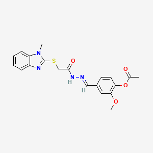 2-methoxy-4-[(E)-(2-{[(1-methyl-1H-benzimidazol-2-yl)sulfanyl]acetyl}hydrazinylidene)methyl]phenyl acetate