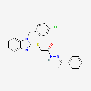 molecular formula C24H21ClN4OS B11987676 2-{[1-(4-chlorobenzyl)-1H-benzimidazol-2-yl]sulfanyl}-N'-[(1E)-1-phenylethylidene]acetohydrazide 