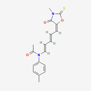 molecular formula C18H18N2O3S B11987684 N-[(1E,3E,5E)-5-(3-methyl-4-oxo-2-thioxo-1,3-oxazolidin-5-ylidene)-1,3-pentadienyl]-N-(4-methylphenyl)acetamide 