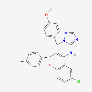 molecular formula C26H21ClN4O2 B11987691 2-chloro-7-(4-methoxyphenyl)-6-(4-methylphenyl)-7,12-dihydro-6H-chromeno[4,3-d][1,2,4]triazolo[1,5-a]pyrimidine 