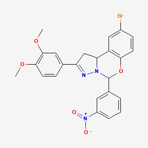 9-Bromo-2-(3,4-dimethoxyphenyl)-5-(3-nitrophenyl)-1,10b-dihydropyrazolo[1,5-c][1,3]benzoxazine