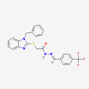 molecular formula C24H19F3N4OS B11987721 2-[(1-benzyl-1H-benzimidazol-2-yl)sulfanyl]-N'-{(E)-[4-(trifluoromethyl)phenyl]methylidene}acetohydrazide 