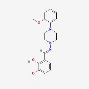 molecular formula C19H23N3O3 B11987872 2-Methoxy-6-({[4-(2-methoxyphenyl)-1-piperazinyl]imino}methyl)phenol 