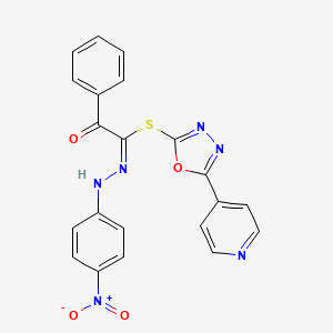 5-(4-Pyridinyl)-1,3,4-oxadiazol-2-YL (1E)-N-(4-nitrophenyl)-2-oxo-2-phenylethanehydrazonothioate