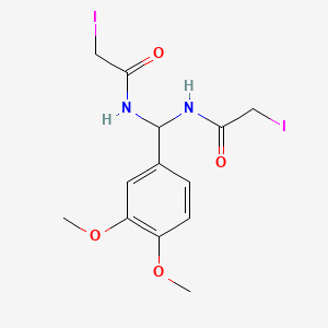 molecular formula C13H16I2N2O4 B11987988 N-((3,4-Dimethoxy-phenyl)-(2-iodo-acetylamino)-methyl)-2-iodo-acetamide 