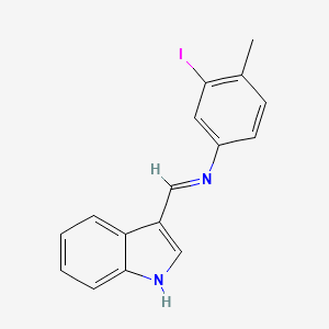 molecular formula C16H13IN2 B11988104 (1H-Indol-3-ylmethylene)-(3-iodo-4-methyl-phenyl)-amine 