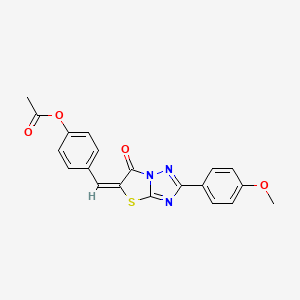 4-[(E)-(2-(4-Methoxyphenyl)-6-oxo[1,3]thiazolo[3,2-B][1,2,4]triazol-5(6H)-ylidene)methyl]phenyl acetate