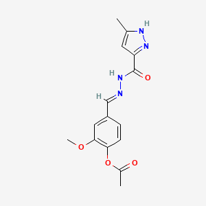 2-methoxy-4-[(E)-{2-[(3-methyl-1H-pyrazol-5-yl)carbonyl]hydrazinylidene}methyl]phenyl acetate