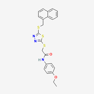 molecular formula C23H21N3O2S3 B11988169 N-(4-ethoxyphenyl)-2-({5-[(naphthalen-1-ylmethyl)sulfanyl]-1,3,4-thiadiazol-2-yl}sulfanyl)acetamide 