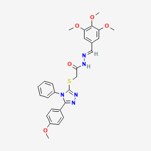 2-{[5-(4-methoxyphenyl)-4-phenyl-4H-1,2,4-triazol-3-yl]sulfanyl}-N'-[(E)-(3,4,5-trimethoxyphenyl)methylidene]acetohydrazide