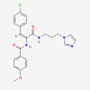 molecular formula C23H23ClN4O3 B11988201 N-(3-((3-(1H-Imidazol-1-yl)propyl)amino)-1-(4-chlorophenyl)-3-oxoprop-1-en-2-yl)-4-methoxybenzamide CAS No. 307953-19-1