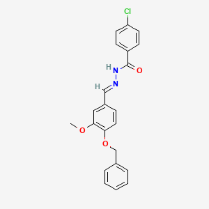 molecular formula C22H19ClN2O3 B11988221 N'-(4-(Benzyloxy)-3-methoxybenzylidene)-4-chlorobenzohydrazide CAS No. 300672-11-1