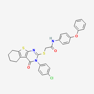 2-{[3-(4-chlorophenyl)-4-oxo-3,4,5,6,7,8-hexahydro[1]benzothieno[2,3-d]pyrimidin-2-yl]sulfanyl}-N-(4-phenoxyphenyl)acetamide