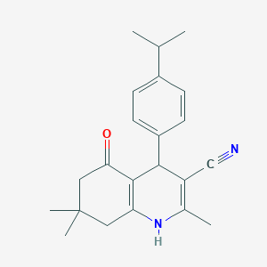 molecular formula C22H26N2O B11988233 4-(4-Isopropylphenyl)-2,7,7-trimethyl-5-oxo-1,4,5,6,7,8-hexahydro-3-quinolinecarbonitrile 