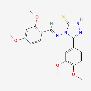 molecular formula C19H20N4O4S B11988244 5-(3,4-Dimethoxyphenyl)-4-{[(E)-(2,4-dimethoxyphenyl)methylidene]amino}-4H-1,2,4-triazol-3-YL hydrosulfide 