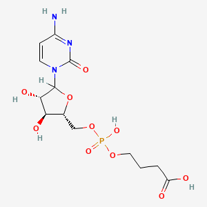 molecular formula C13H20N3O10P B1198829 1-{5-O-[(3-Carboxypropoxy)(hydroxy)phosphoryl]pentofuranosyl}-4-imino-1,4-dihydropyrimidin-2-ol 