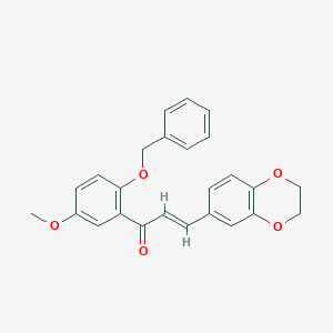 molecular formula C25H22O5 B11988290 (E)-1-(2-(benzyloxy)-5-methoxyphenyl)-3-(2,3-dihydrobenzo[b][1,4]dioxin-6-yl)prop-2-en-1-one 