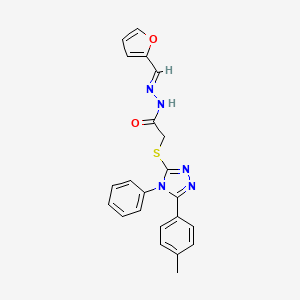 molecular formula C22H19N5O2S B11988294 N'-[(E)-furan-2-ylmethylidene]-2-{[5-(4-methylphenyl)-4-phenyl-4H-1,2,4-triazol-3-yl]sulfanyl}acetohydrazide 