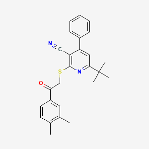 6-Tert-butyl-2-{[2-(3,4-dimethylphenyl)-2-oxoethyl]sulfanyl}-4-phenylpyridine-3-carbonitrile