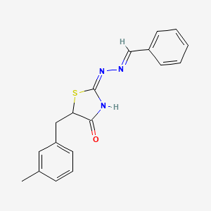 (2E)-2-[(2E)-benzylidenehydrazinylidene]-5-(3-methylbenzyl)-1,3-thiazolidin-4-one