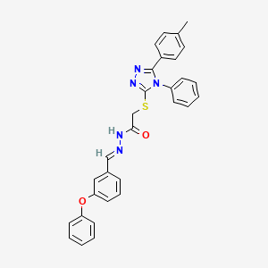 molecular formula C30H25N5O2S B11988507 2-{[5-(4-methylphenyl)-4-phenyl-4H-1,2,4-triazol-3-yl]sulfanyl}-N'-[(E)-(3-phenoxyphenyl)methylidene]acetohydrazide 