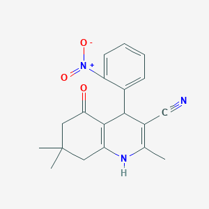 molecular formula C19H19N3O3 B11988544 2,7,7-Trimethyl-4-(2-nitrophenyl)-5-oxo-1,4,5,6,7,8-hexahydroquinoline-3-carbonitrile 