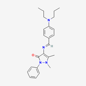 molecular formula C24H30N4O B11988552 4-({(E)-[4-(dipropylamino)phenyl]methylidene}amino)-1,5-dimethyl-2-phenyl-1,2-dihydro-3H-pyrazol-3-one 