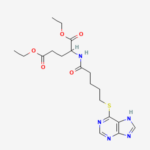 molecular formula C19H27N5O5S B11988558 Diethyl 2-[5-(7H-purin-6-ylsulfanyl)pentanoylamino]pentanedioate CAS No. 23404-74-2