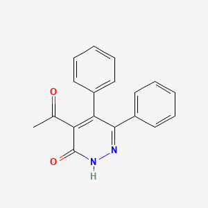 molecular formula C18H14N2O2 B11988619 1-(3-Hydroxy-5,6-diphenyl-4-pyridazinyl)ethanone CAS No. 75643-43-5