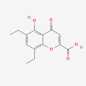 molecular formula C14H14O5 B1198865 4H-1-Benzopyran-2-carboxylic acid, 6,8-diethyl-5-hydroxy-4-oxo- CAS No. 37467-41-7