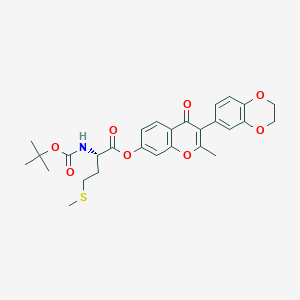 3-(2,3-Dihydro-1,4-benzodioxin-6-YL)-2-methyl-4-oxo-4H-chromen-7-YL (2S)-2-[(tert-butoxycarbonyl)amino]-4-(methylsulfanyl)butanoate